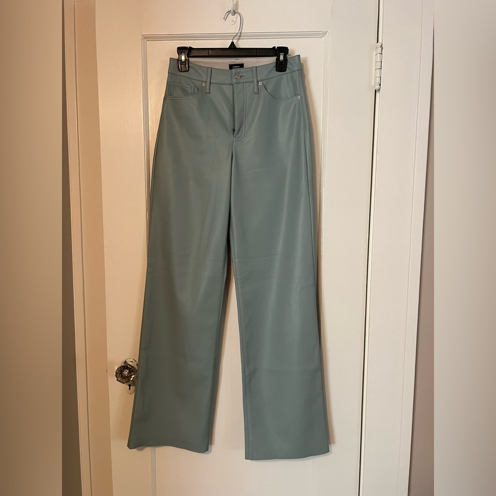 Express Wide Leg High Rise Faux Leather Pants